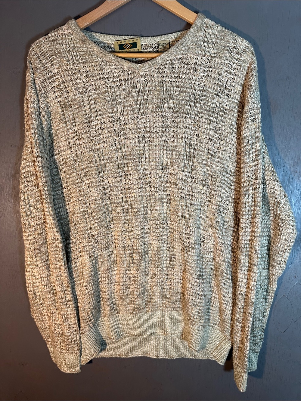 Joseph Abboud Cream Crewneck Knit Sweater